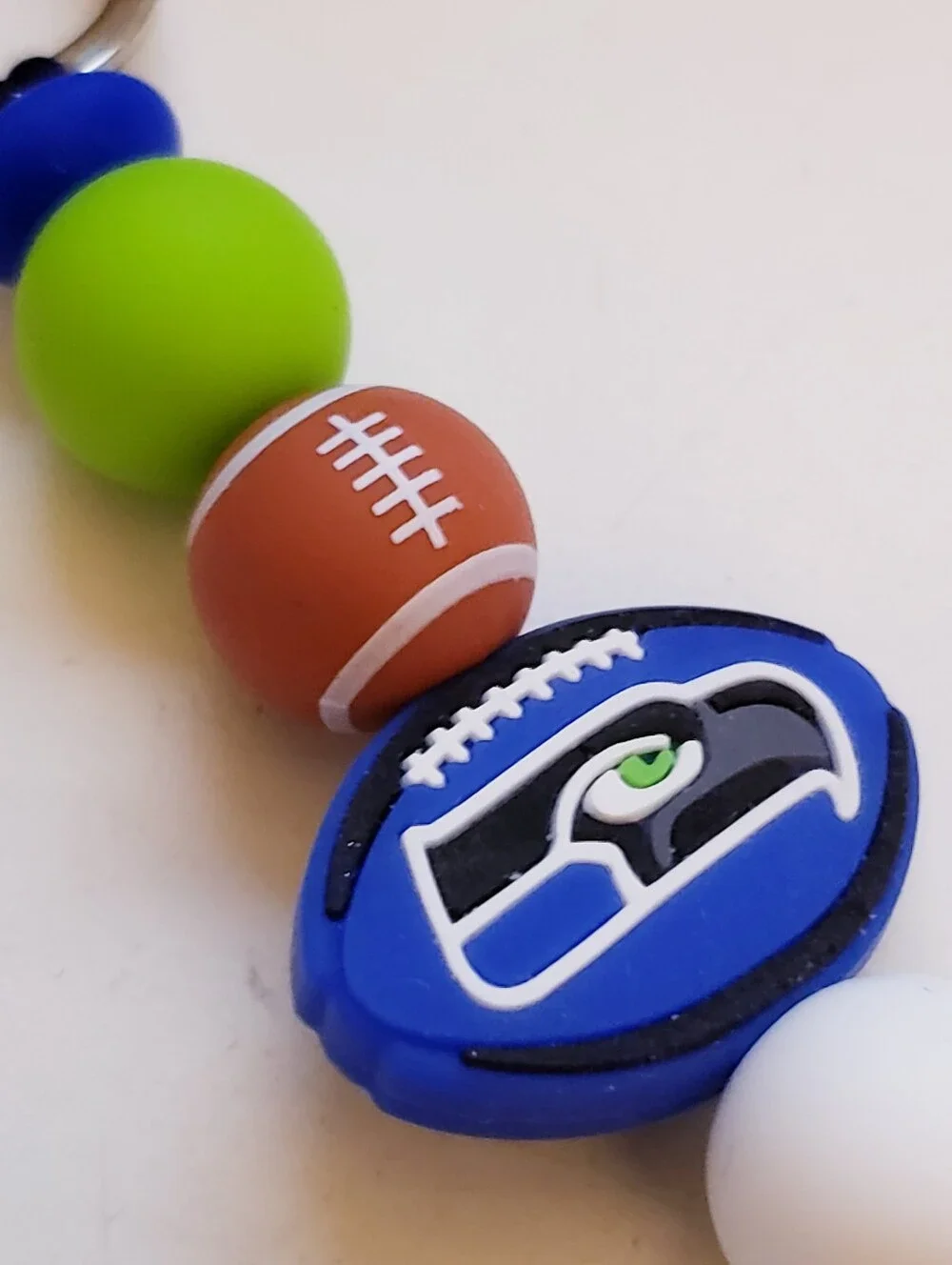 Handmade Silicone Focal Beaded Seattle Seahawks Keychain